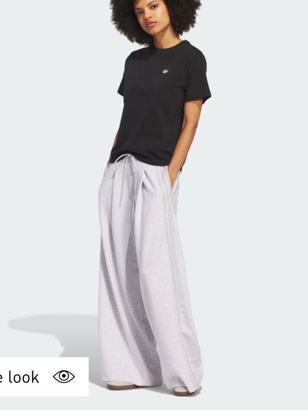 Adidas Wide-Leg Sweats in Light Gray